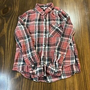 🔥 Bongo Women's Plaid Button-Up Shirt Red Black White‎ Long Sleeve Size M